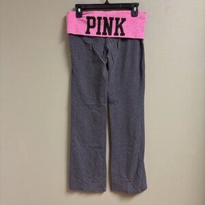 Victorias Secret LOVE PINK Flare Foldover Yoga Pants Y2K Size M Bling Spellout